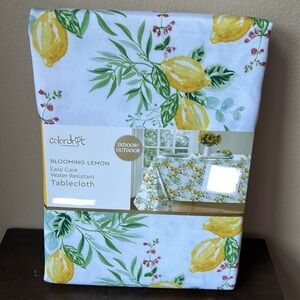 Colordrift New Tablecloth Lemons Spring Blooms 60”x104” Oblong